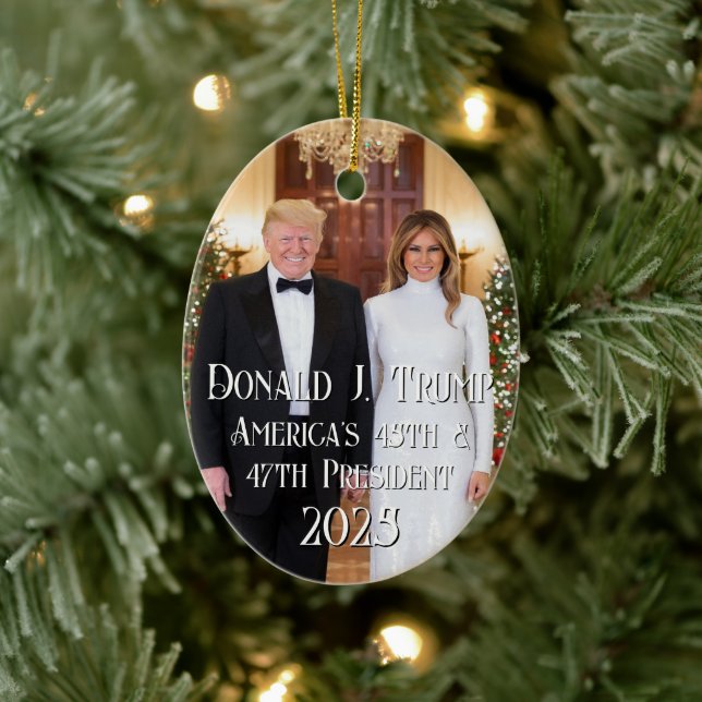 Ornamento De Cerâmica 47.º Presidente Donald Trump Melania 2024 Natal (Árvore)