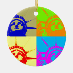 Ornamento De Cerâmica 4 Color Pop Art Lady Liberty