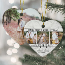 4 Fotos Primeiro Natal Noivado Falso Mármore Coraç