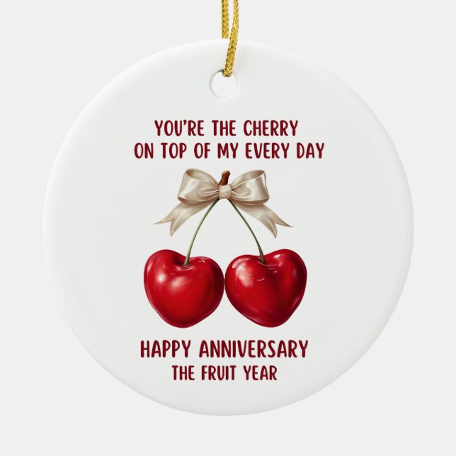 Ornamento De Cerâmica 4th Anniversary Card, Fruit Anniversary Ornament (Frente)