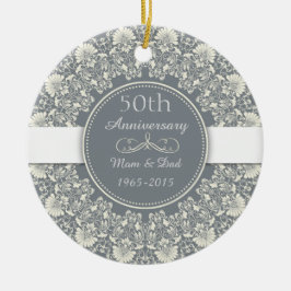 Ornamento De Cerâmica 50º Aniversário Clássico de Casamento com Arabesco