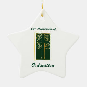 Ornamento De Cerâmica 50º Aniversário da Ordenação do Olho de Couro Verd