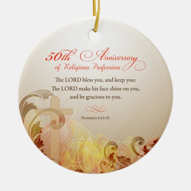 Ornamento De Cerâmica 50º Aniversário da Profissão Religiosa, freira (Frente)
