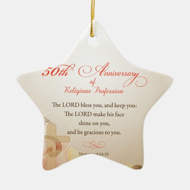 Ornamento De Cerâmica 50º Aniversário da Profissão Religiosa, Nun Gol (Frente)