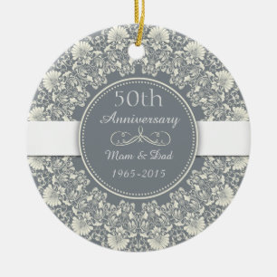 Ornamento De Cerâmica 50º aniversário de casamento Clássico com arabe