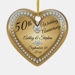Ornamento De Cerâmica 50º Aniversário do Dourado Diamantes