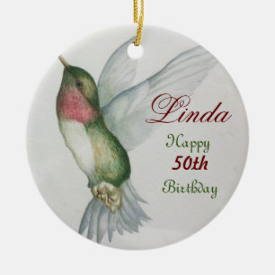 Ornamento De Cerâmica 50. º Aniversário Hummingbird Keepsasakcolor