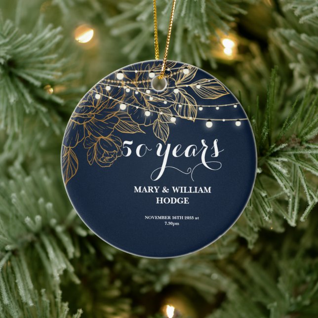Ornamento De Cerâmica "50 Years of Forever: An Anniversary to Remember"  (Árvore)