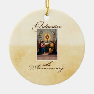 Ornamento De Cerâmica 50th Anjos do aniversário da classificação no