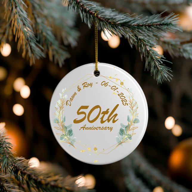 Ornamento De Cerâmica 50th Anniversary Christmas Ornament Personalized,  (Criador carregado)