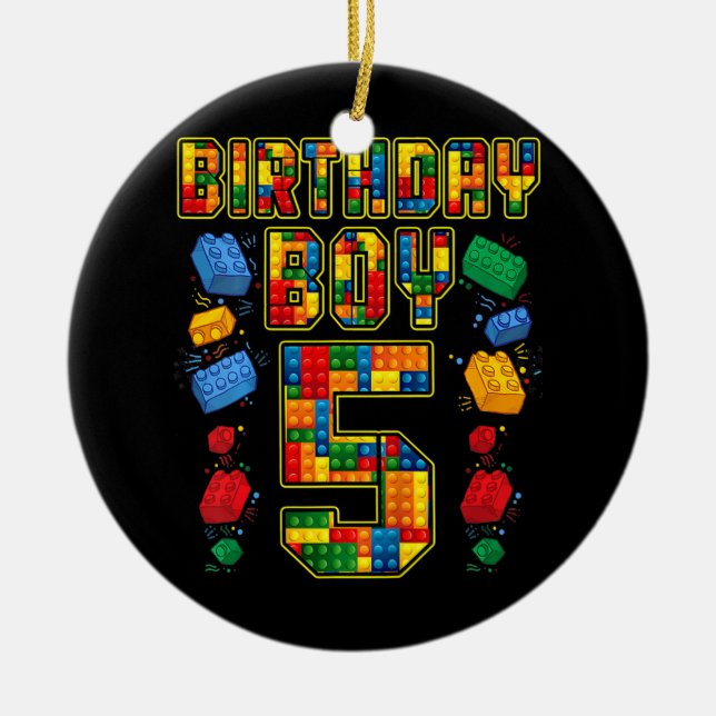 Ornamento De Cerâmica 5 Birthday Master Builder 5 anos (Frente)