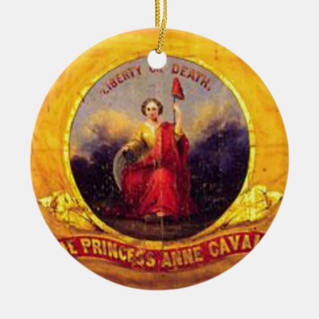 Ornamento De Cerâmica 5o Cavalaria de Virgínia - princesa Anne Cavalaria (Frente)