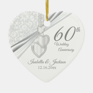 Ornamento De Cerâmica 60º aniversário do Casamento Diamond