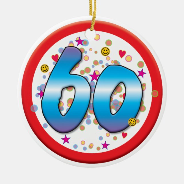 Ornamento De Cerâmica 60th Aniversário (Frente)