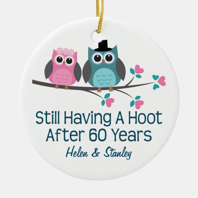 Ornamento De Cerâmica 60th Ideia personalizada aniversário do presente (Frente)