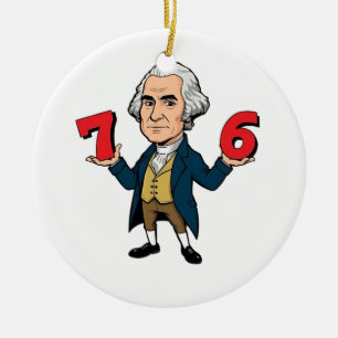 Ornamento De Cerâmica 67 George Washington 7-6 Seis Sete Meme 67 