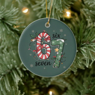 Ornamento De Cerâmica 67 Luzes de Natal Seis Sete Férias Piada Meme