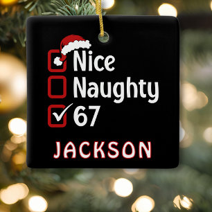 Ornamento De Cerâmica 67 Meme Lindo Travesso Chapéu de Papai Noel Nome D