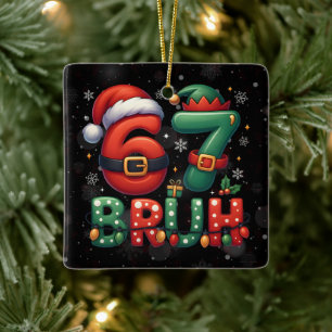 Ornamento De Cerâmica 67 Meme Seis Sete Bruh Natal Divertido 6 7