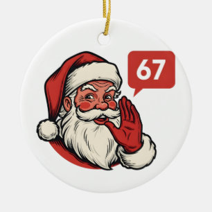 Ornamento De Cerâmica 67 Natal Alegre Seis Sete Rotação Cerebral Papai N