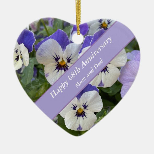 Ornamento De Cerâmica 68 anos editáveis (Frente)