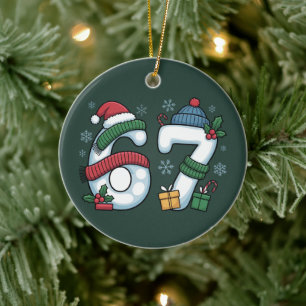 Ornamento De Cerâmica 6 7 Seis Sete Geração Z Alpha Meme Girias Natal Bo