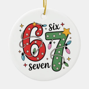 Ornamento De Cerâmica 6 7 Seis Sete Mão Geração Z Alpha Meme Gíria Natal