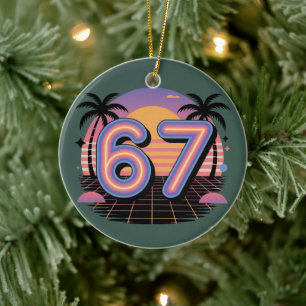 Ornamento De Cerâmica 6 7 Seis Sete Vaporwave Geração Z Alpha Meme
