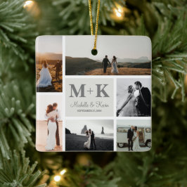 Ornamento De Cerâmica 6 Fotografia Collage Newlyweds Keepsael