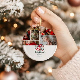 Ornamento De Cerâmica 6 Photo Candy Cane Baby 1st Christmas