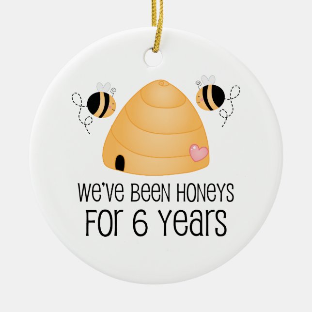 Ornamento De Cerâmica 6o Presente do casal do aniversário (Frente)