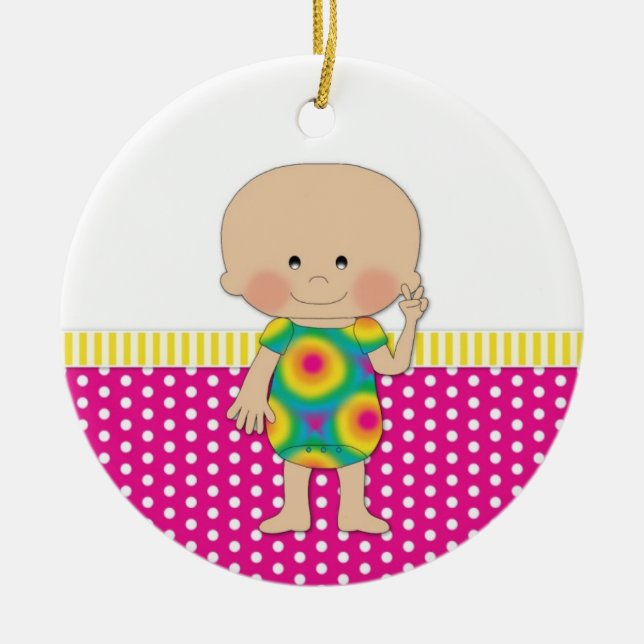 Ornamento De Cerâmica 70 Peace Hippie Baby (Frente)