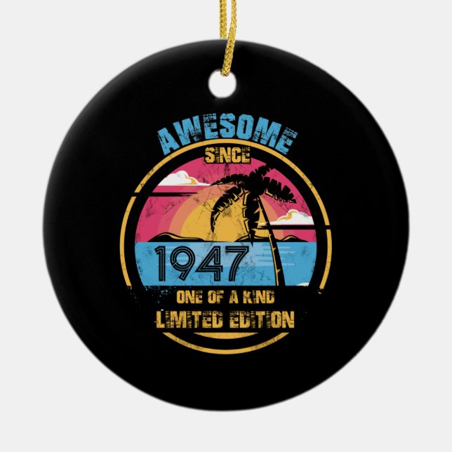 Ornamento De Cerâmica 75 anos de idade incrível desde 1947 75º aniversár (Frente)