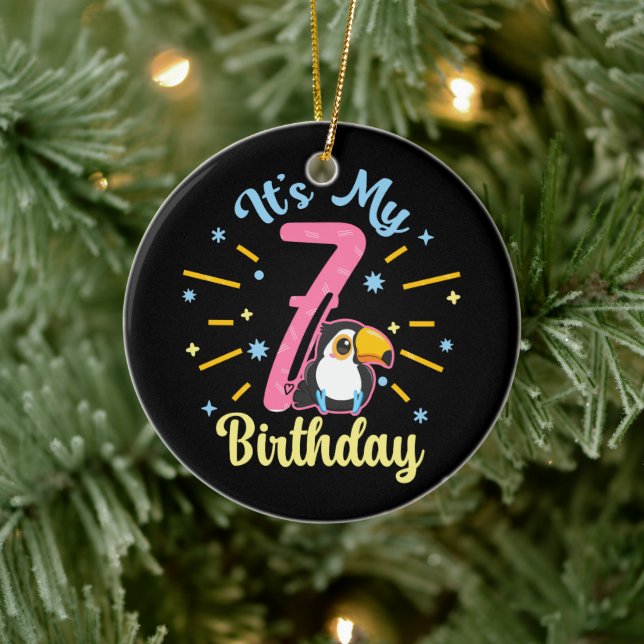 Ornamento De Cerâmica 7 de aniversário de 7 anos, garota de nascimento d (Árvore)