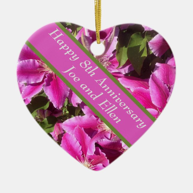 Ornamento De Cerâmica 8º Aniversário, Clematis (Frente)