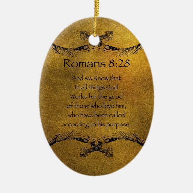 Ornamento De Cerâmica 8:28 dos romanos (Frente)
