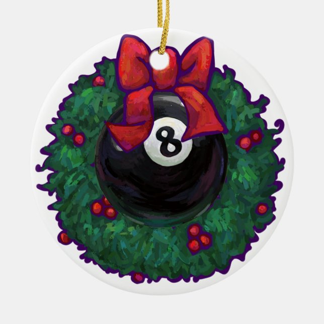 Ornamento De Cerâmica 8 Ball Natal (Frente)