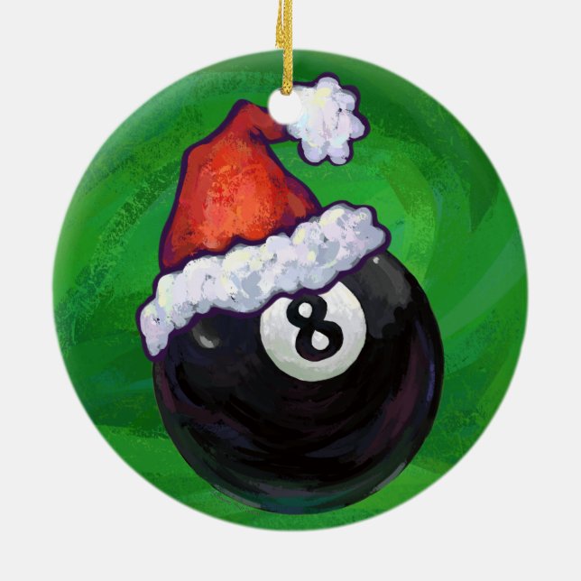 Ornamento De Cerâmica 8 Ball Natal Verde (Traseira)