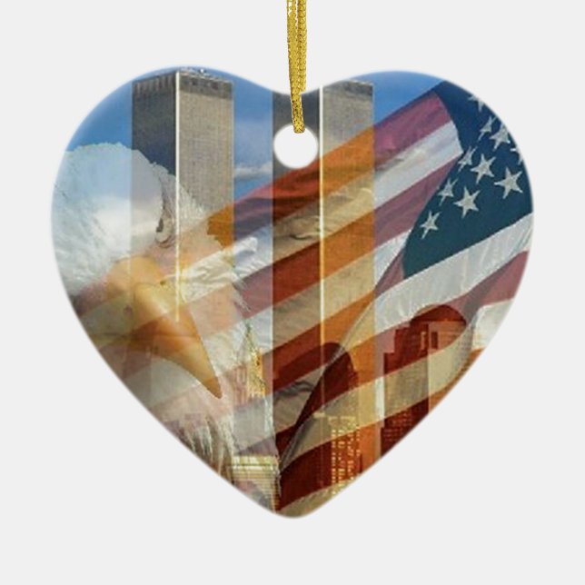 Ornamento De Cerâmica 911 torres da bandeira da águia (Frente)