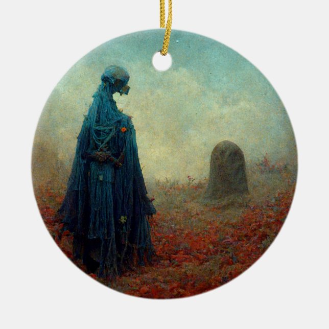 Ornamento De Cerâmica A Alienígena Grave Surreal Sci-Fi Fantasy (Frente)