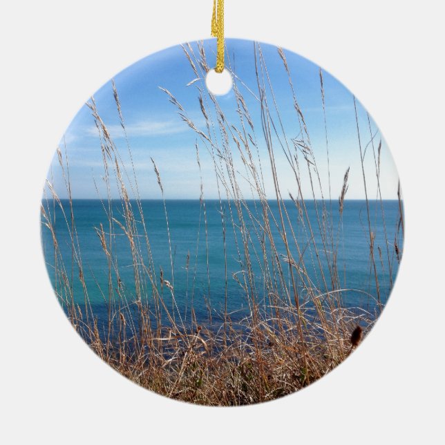 Ornamento De Cerâmica A bela Grama e Mar (Traseira)