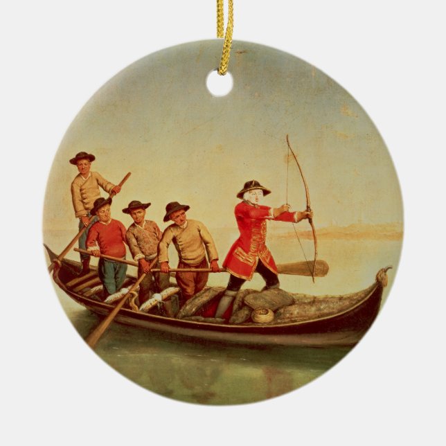 Ornamento De Cerâmica A caça do pato (Frente)