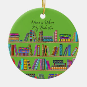 Ornamento De Cerâmica A casa é onde meus livros estão