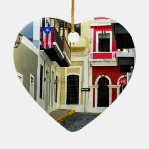 Ornamento De Cerâmica a cor de San Juan velho Puerto Rico