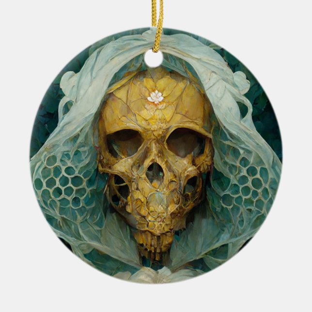 Ornamento De Cerâmica A Drone Bee Skull Fantasy Sci-Fi (Frente)