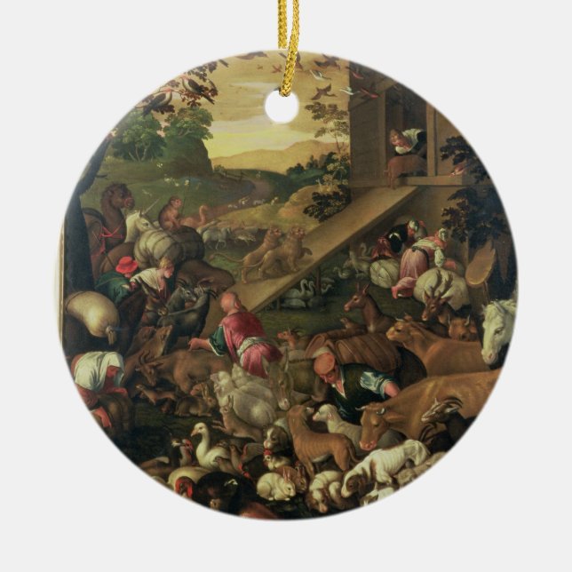 Ornamento De Cerâmica A entrada dos animais na arca (Frente)