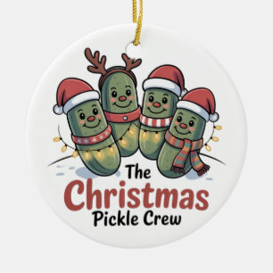 Ornamento De Cerâmica A Equipe do Pepino de Natal Amantes de Pepino Papa