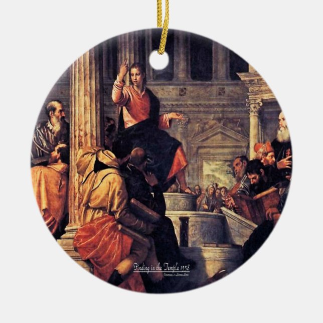 Ornamento De Cerâmica A Escritura do Templo Localizando 1558 (Frente)