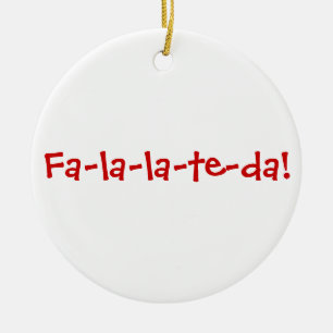 Ornamento De Cerâmica a Fa-la-la-te-Dinamarca! Vermelho no branco