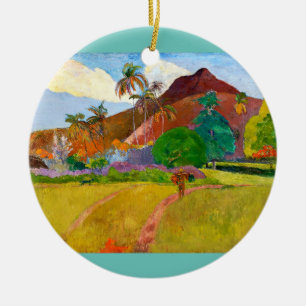 Ornamento De Cerâmica A famosa pintura Tahitian Landscape de Paul Gaugui